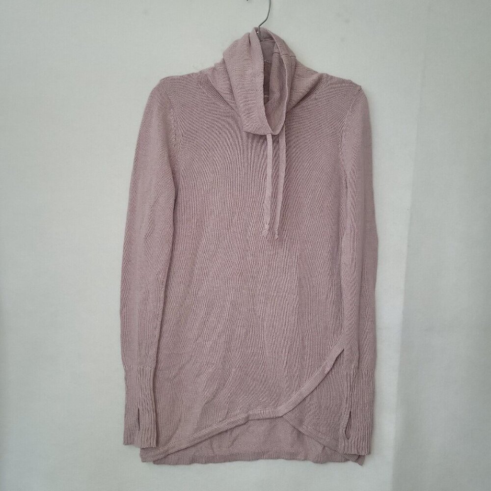Dakini Sweater Women S Rose Pink Drawstring Cowlneck Long Sleeve Tunic Thumbhole - Picture 2 of 12